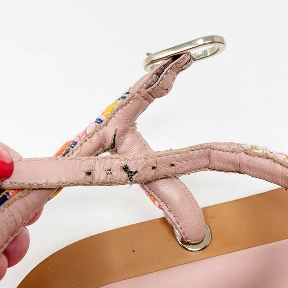 Chanel 2017 Fisherman Sandals Rope Tweed Cork Gold CC Label Plate Size 39.5 - Picture 12 of 15